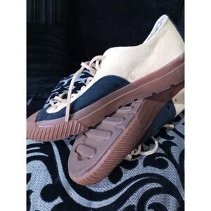 PF Flyers Grounder Low Cream Navy Suede Sneakers Mens 14 GR25LLNW Gum Sole